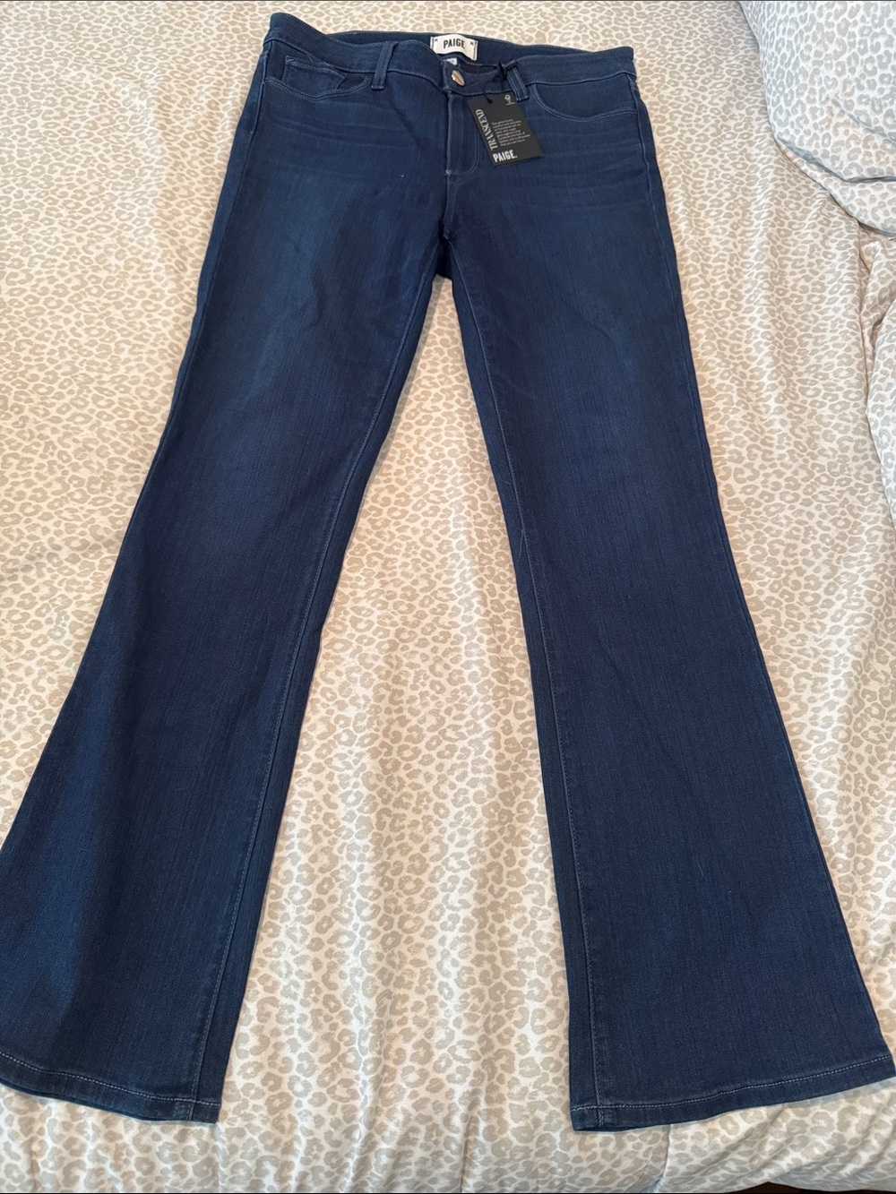 PAIGE Navy Wide-Leg Flare Jeans Paige Denim